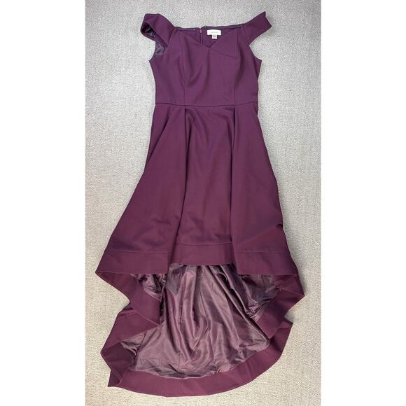 Calvin Klein Dress Formal High Low Off the Shoulder Plum Purple Size 8 - Picture 4 of 11